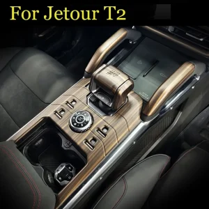 لشيري Jetour T2 2024 2023 سيارة التصميم الخشب الحبوب التحكم المركزي والعتاد لوحة والعتاد التحول غطاء منفذ الهواء اكسسوارات السيارات