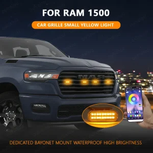 For Ram 1500 Specialized center grid small yellow light Front Grille Lights Daytime Running Warning Light